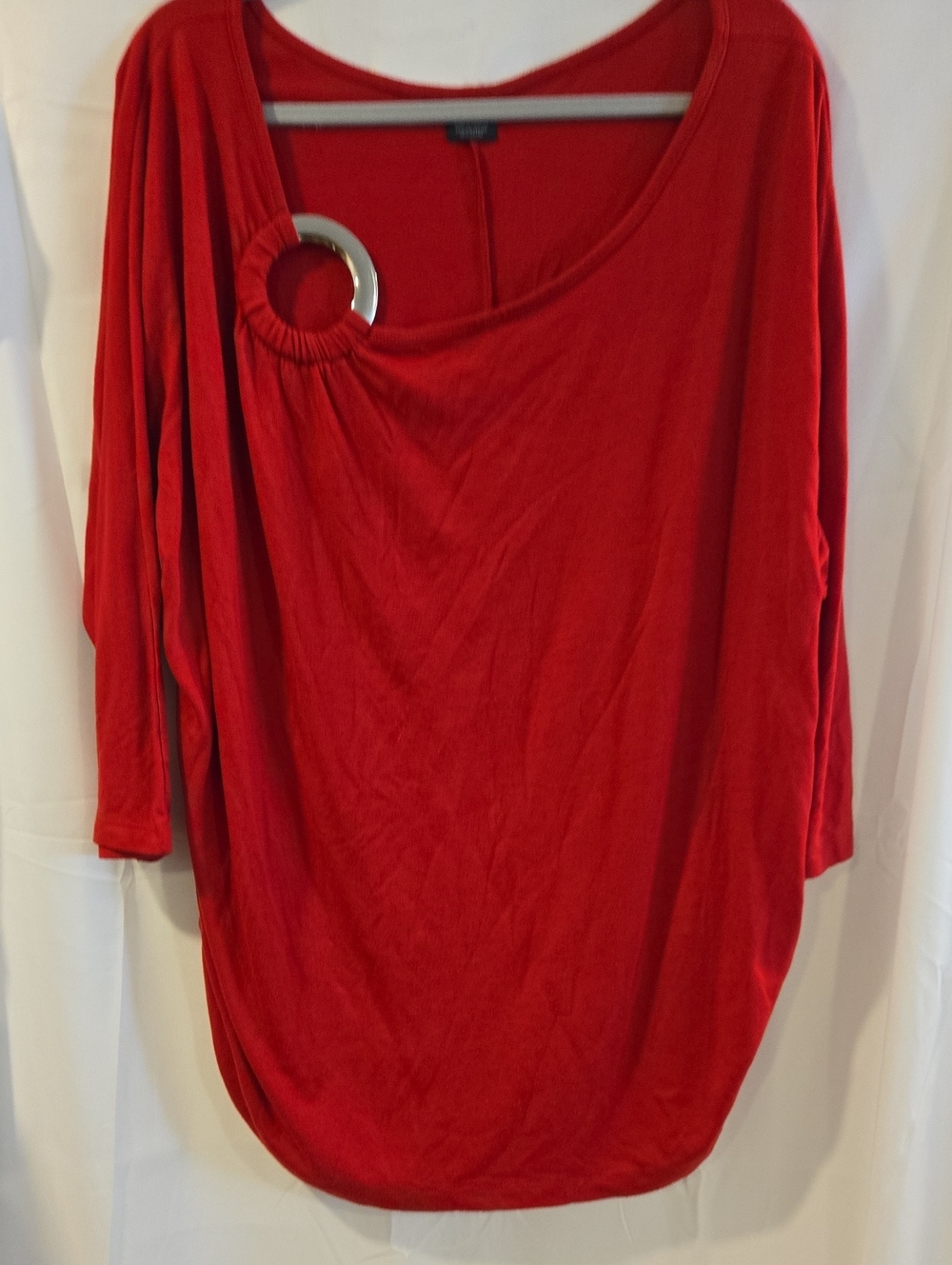 Faded Glory Red Scoop Neck Tunic with Ring Detail Size 2X